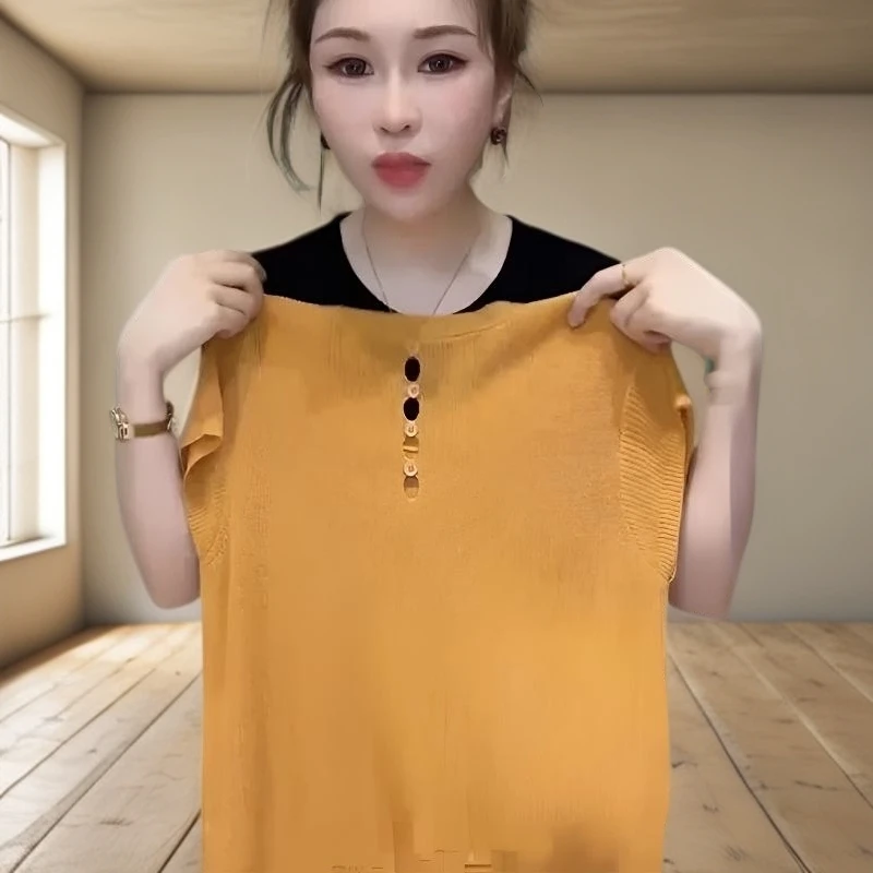 2025新款小众设计感甜美后背镂空纽扣夏季冰丝网红洋气炸街女装