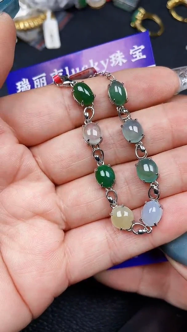颈饰银S925镶嵌翡翠7739