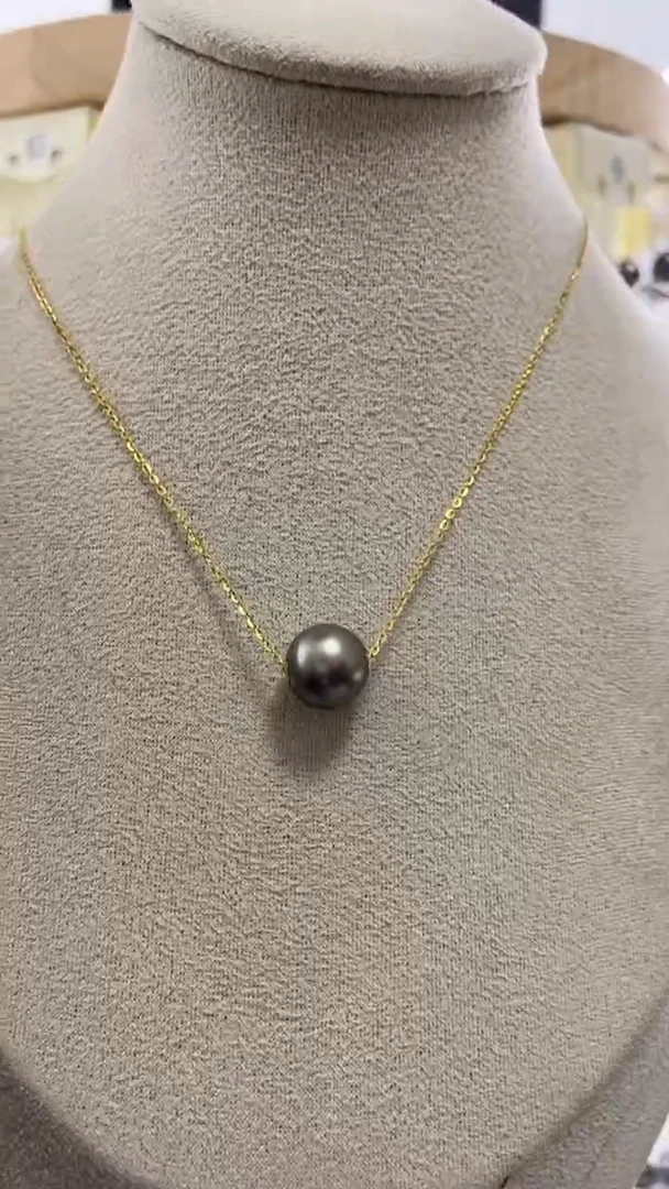 【闪购商品】海水珍珠吊坠(赠链)18K金镶嵌大溪地路路通吊坠