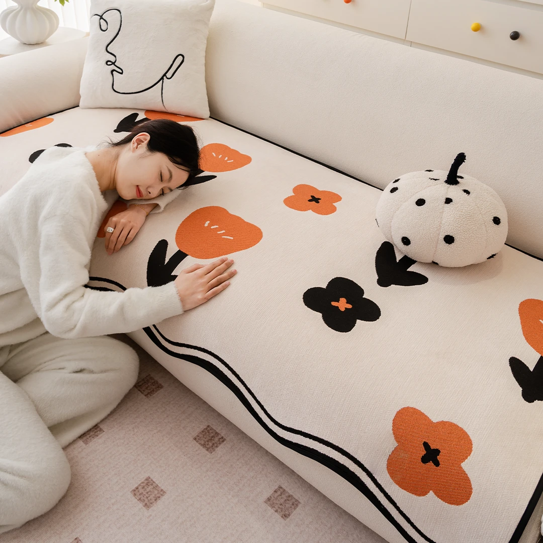 异形不规则沙发垫四季通用2025新款防滑直排一片式雪尼尔沙发坐垫