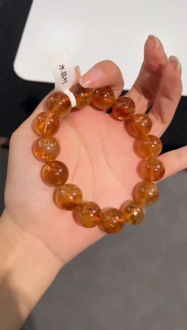 水晶手链未镶嵌5号金红黄阿赛单圈15mm