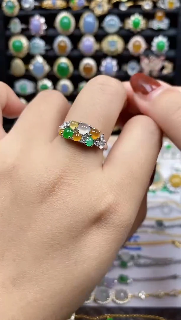 银S925镶嵌戒指翡翠8397