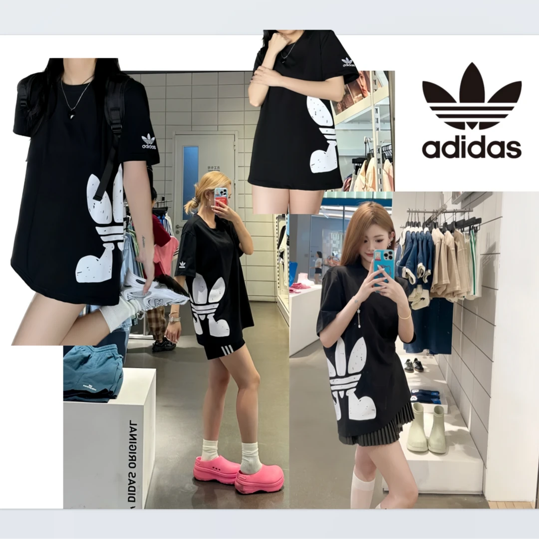 【滔搏联动】Adidas阿迪三叶草男女25夏季大标涂鸦明星款短袖JD3247