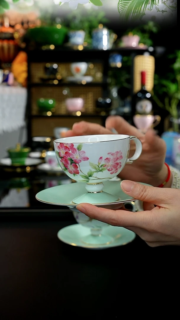 茶咖杯碟------海棠花
