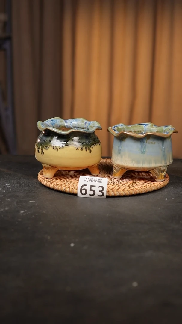 【闪购商品】瓷片653泥泥手工花盆口7-8高7-8