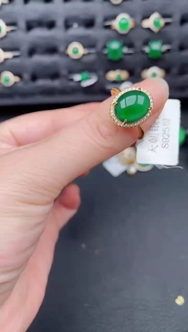 银S925镶嵌戒指翡翠天然a货翡翠261