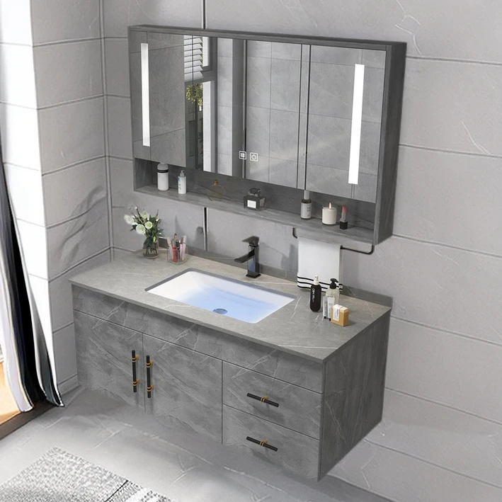 2025新款浴室柜组合卫生间岩板洗漱台洗脸池卫浴智能面盆吊柜定制