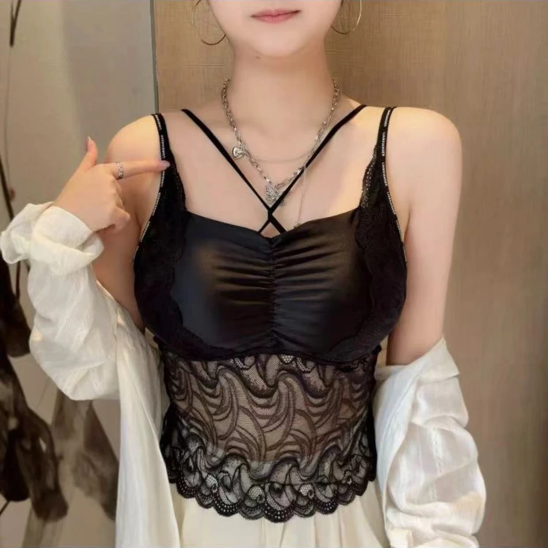 女士时尚美背背心通勤蕾丝网红百搭打底性感防走光防777