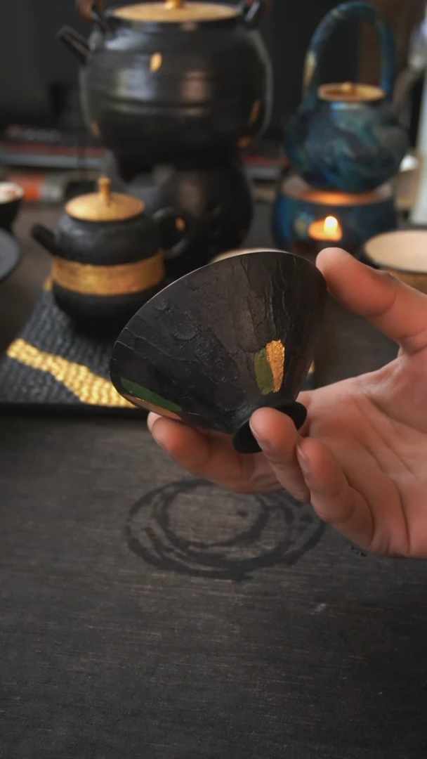 【闪购商品】其他微瑕黑绿金杯534九泽茶器