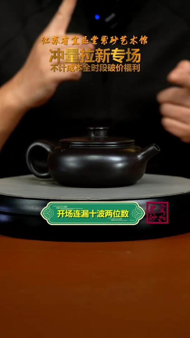 茶壶紫砂陈景明赤龙血砂松鹤延年扁韵260CC