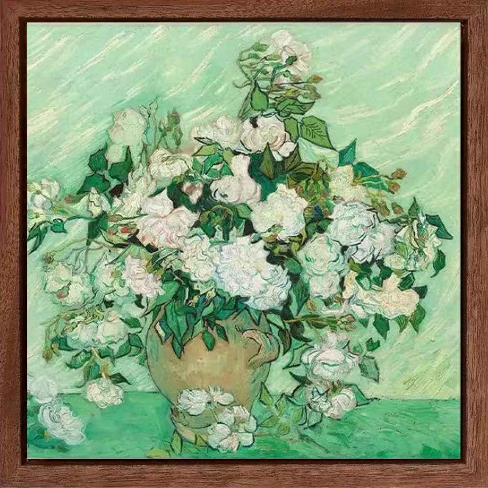 18-18cm 梵高 白玫瑰 博物馆复刻版画挂画轻奢油画
