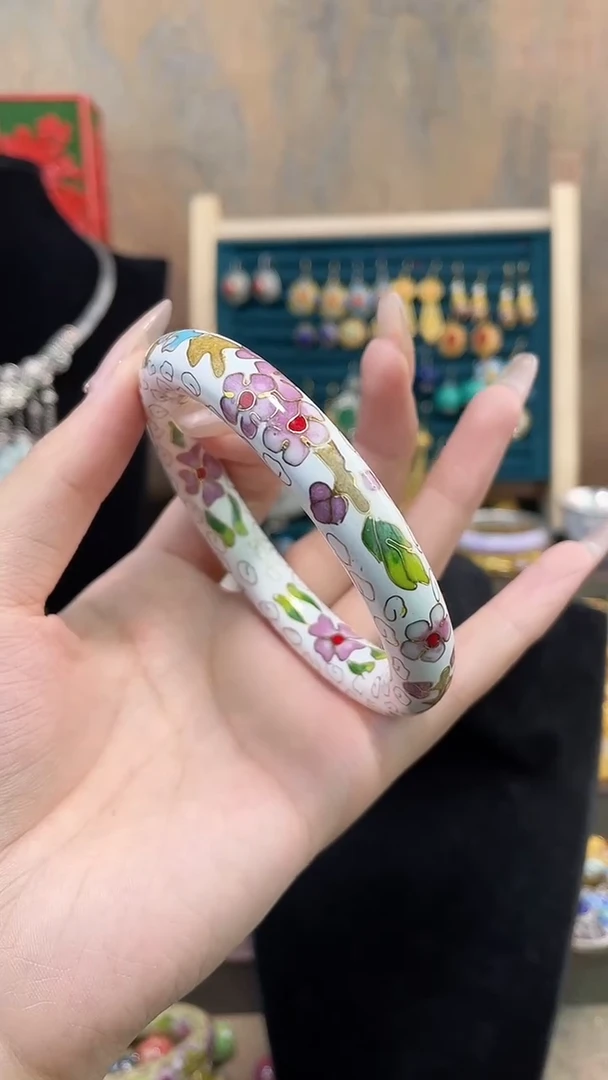 非遗景泰蓝镯子白色