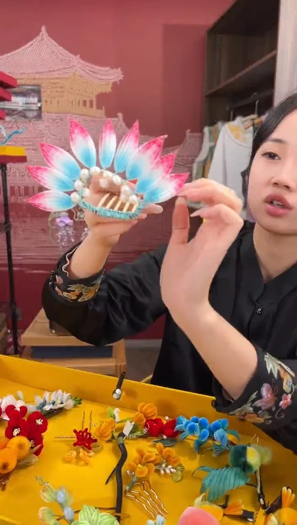 【闪购商品】刺绣非遗绒花（发饰）