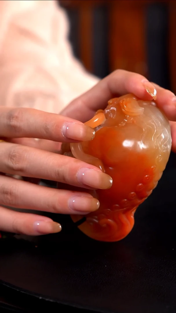 寿山石w****w林文祥大师狮子戏球手把件