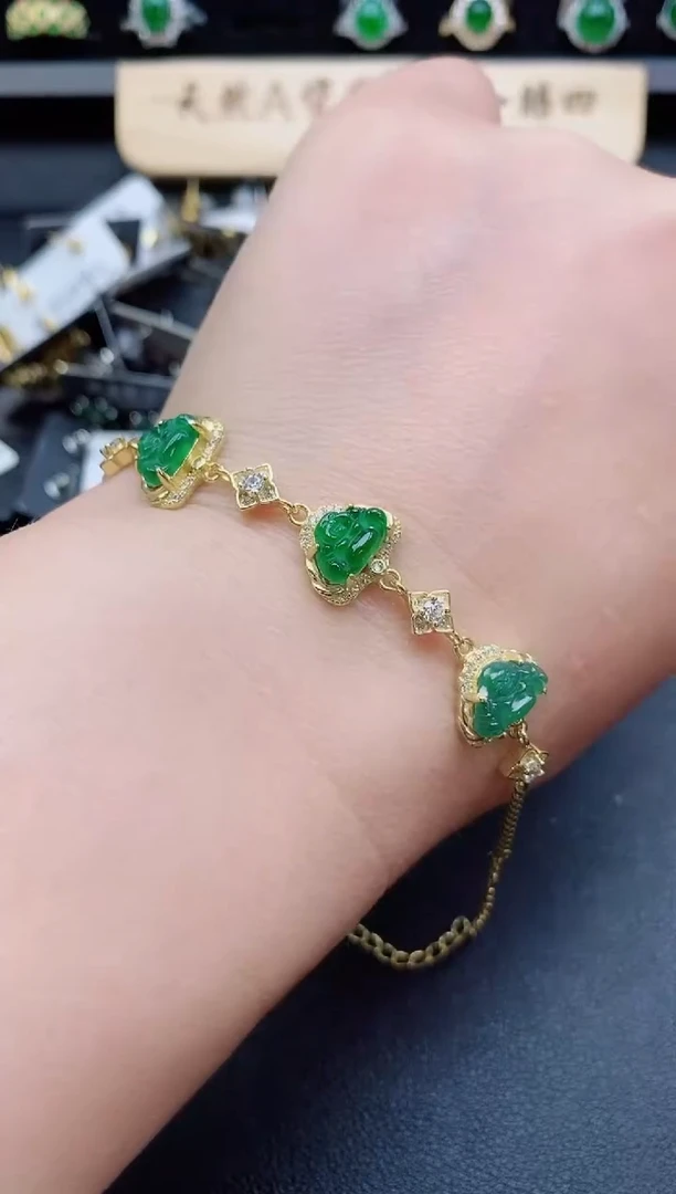 银S925镶嵌手链翡翠080
