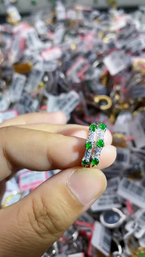 翡翠戒指银S925镶嵌5555---5