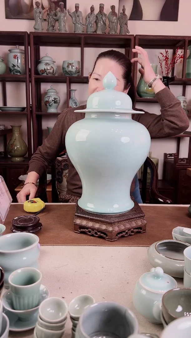 纯手工 粉青 大将军罐L