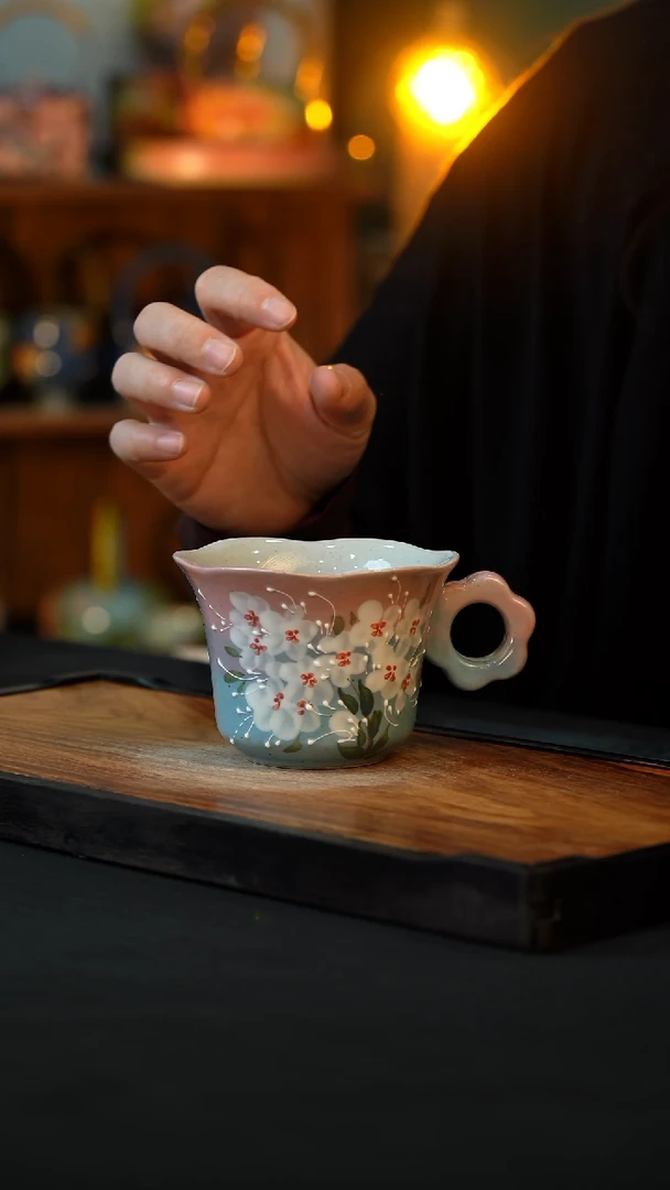 杯手绘心瓷陶瓷浮力