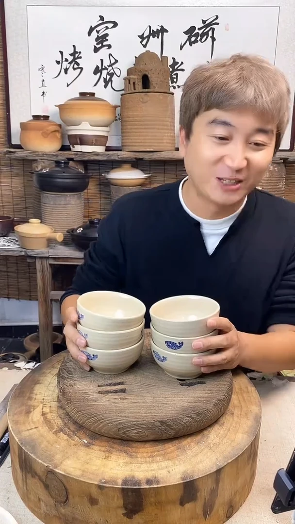 土陶鱼花米饭碗小碗（6只装）