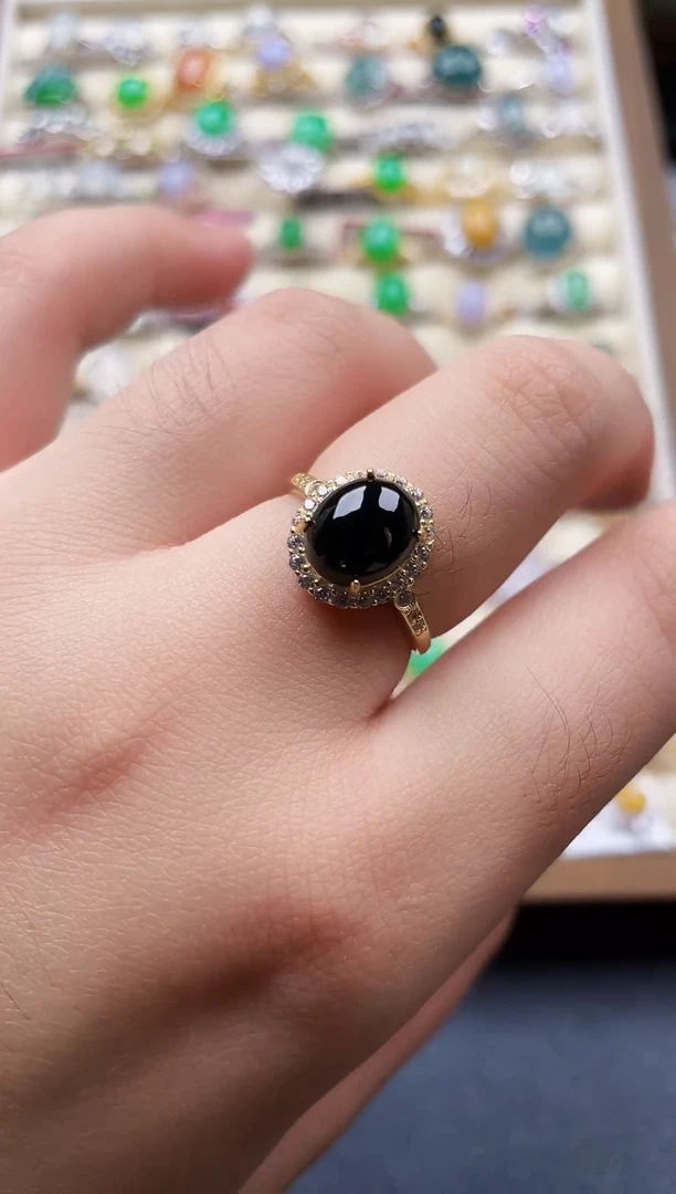 银S925镶嵌戒指翡翠65