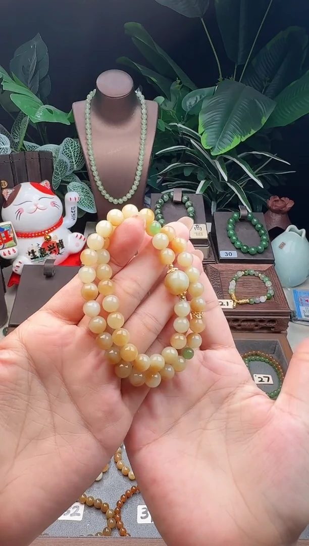 未镶嵌手串和田玉精品8m新疆且末糖玉双圈手串