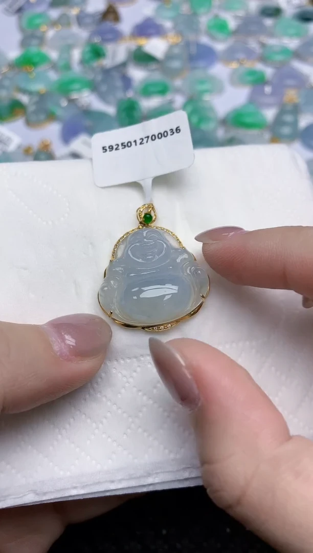 【闪购商品】翡翠颈饰18K金镶嵌天然翡翠A货