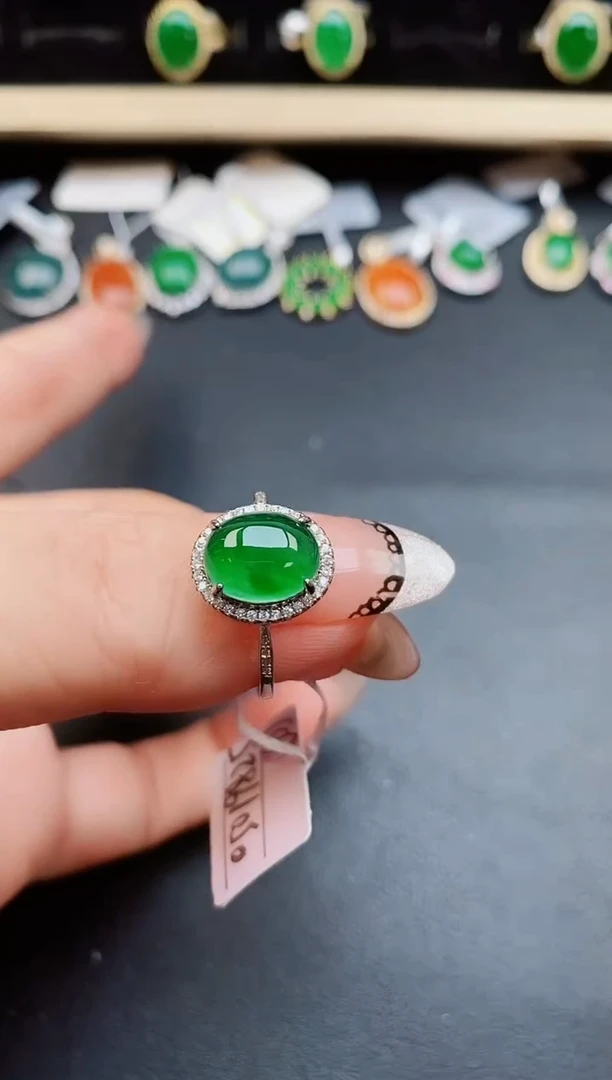 翡翠戒指银S925镶嵌5085