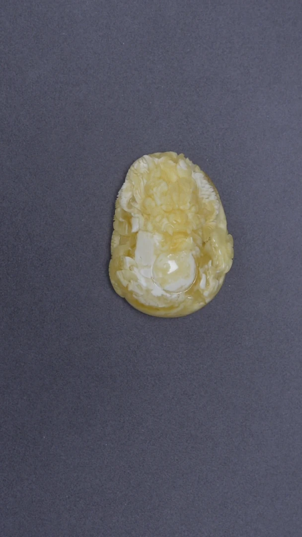 琥珀颈饰未镶嵌金白龙牌