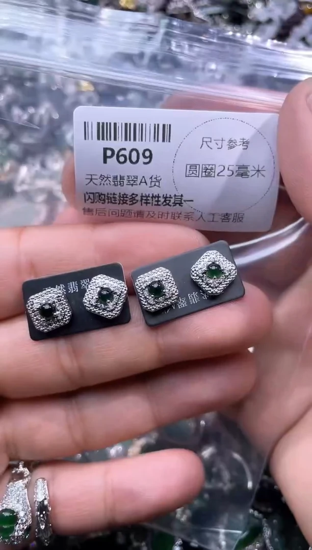 【闪购商品】翡翠颈饰未镶嵌P609耳钉 多样性发其一