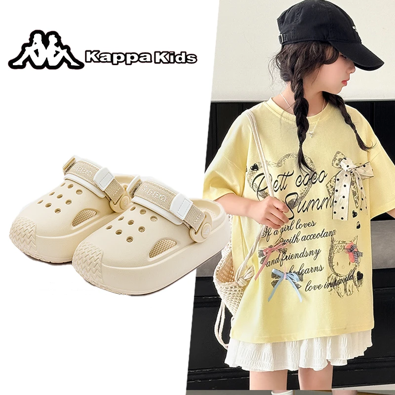 kappa卡帕童鞋柔软儿童洞洞拖鞋夏季新款男女童包头防踢运动凉鞋