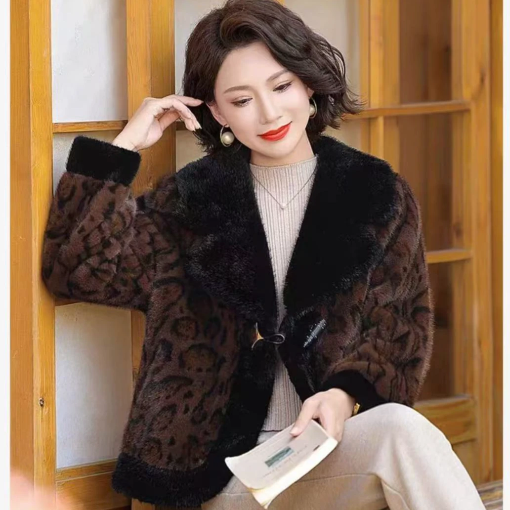 【金标正版特加厚2】2024新款潮流冬季加厚女士外套女装豹纹短款