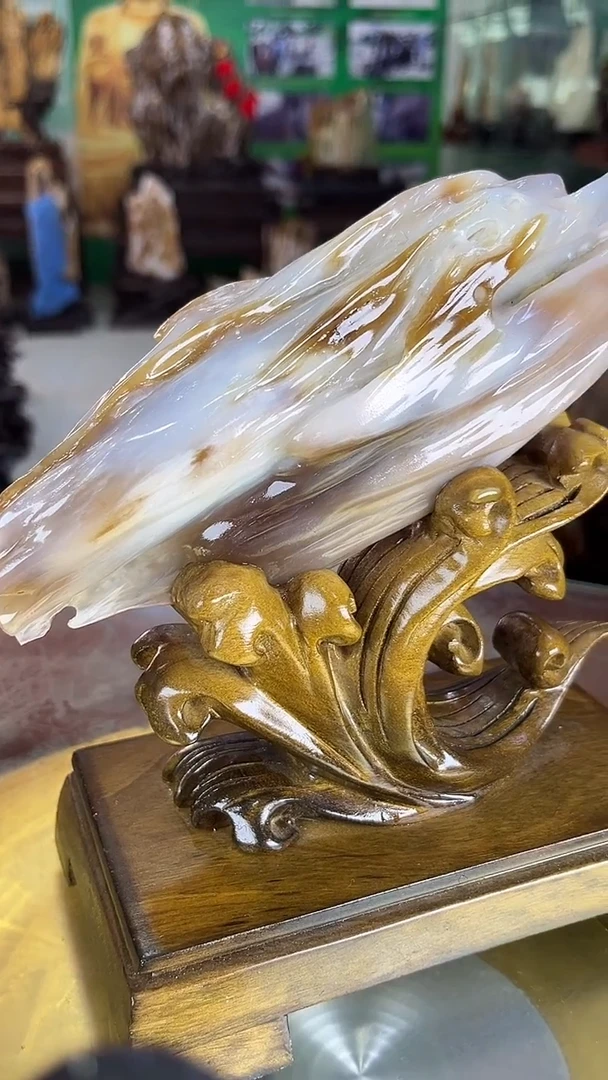 缅甸天然树化玉摆件