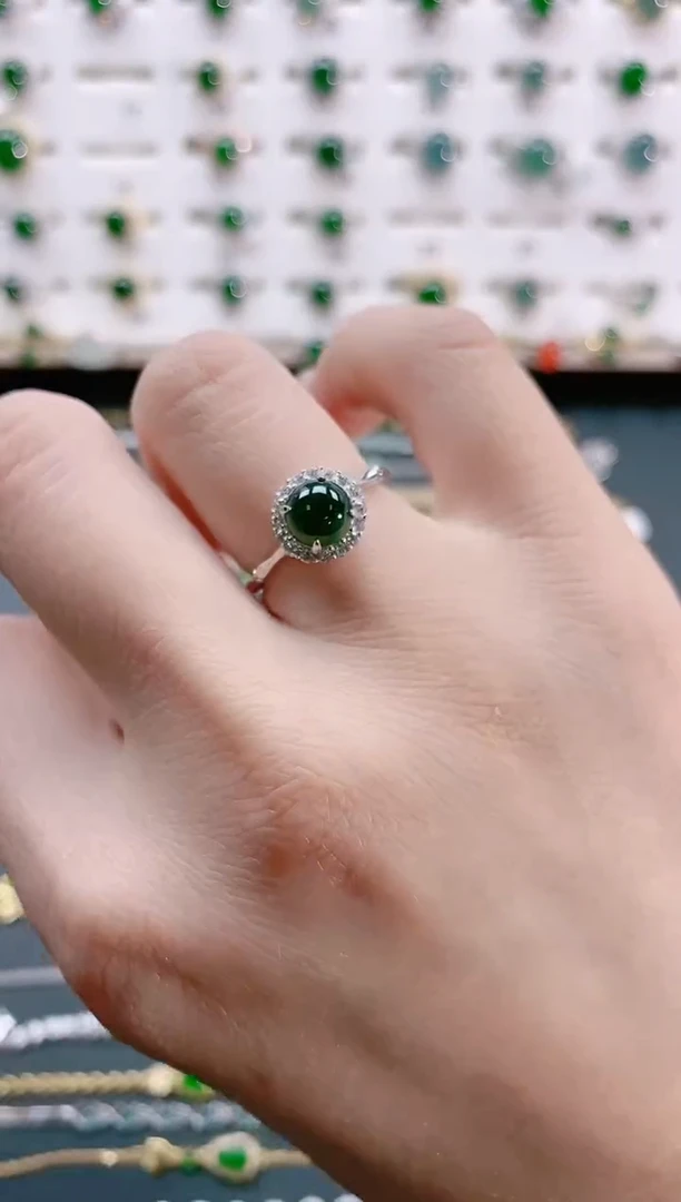 【闪购商品】翡翠戒指银S925镶嵌天然翡翠