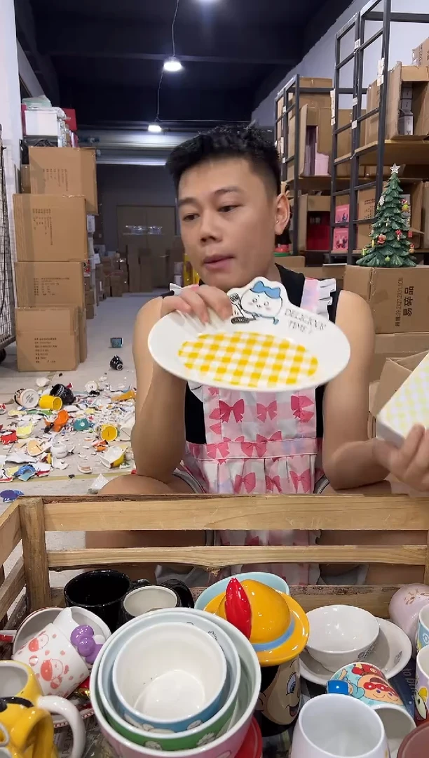瓷片原盒小八格子餐盘