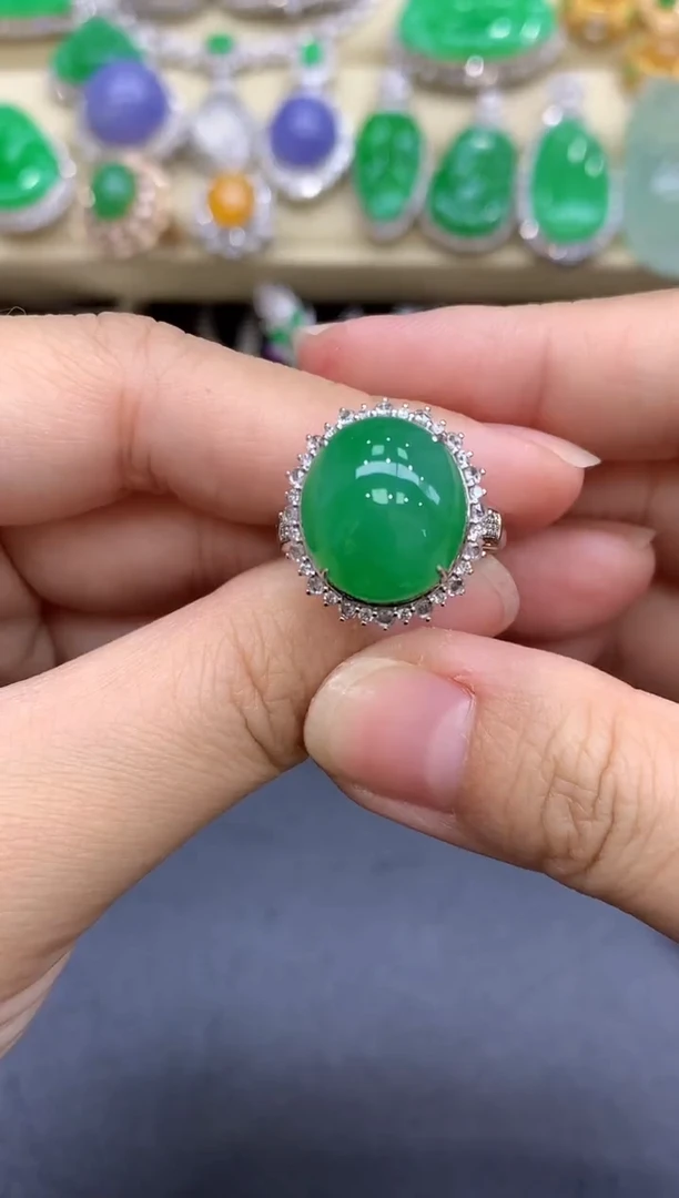 18K金镶嵌戒指翡翠474-中国好珍宝