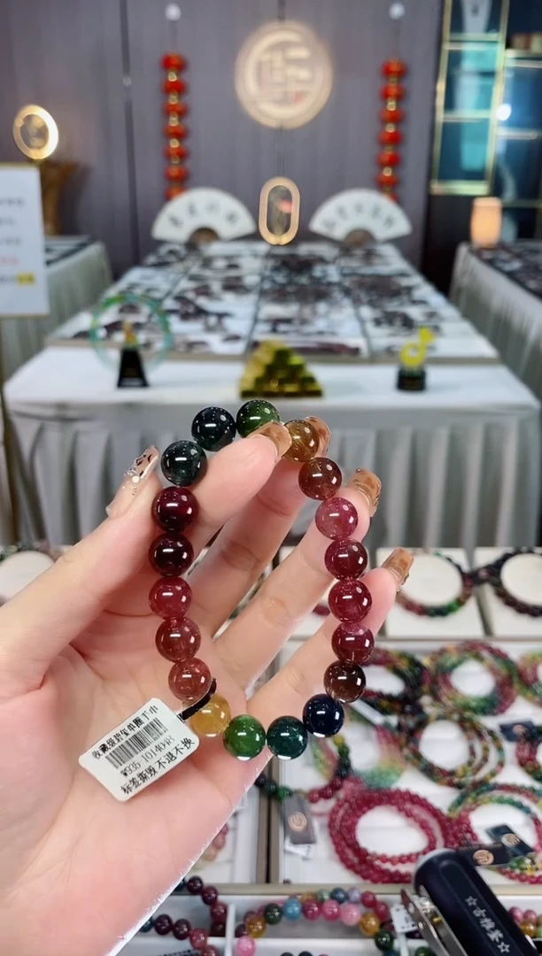未镶嵌老矿碧玺色标高透单圈手串10mm+碧玺dan多样性发货一条