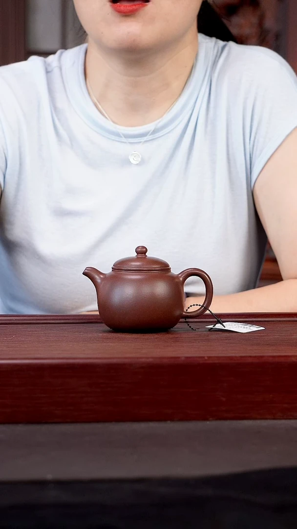 茶壶紫砂EF17230谭菲琳匏尊4号井紫泥190cc内推