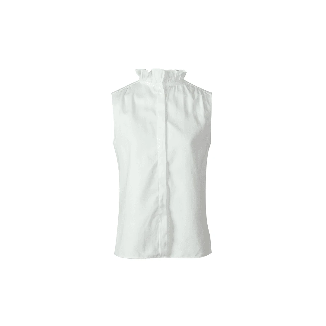 时尚气质优雅纯色显瘦无袖休闲衬衫0036