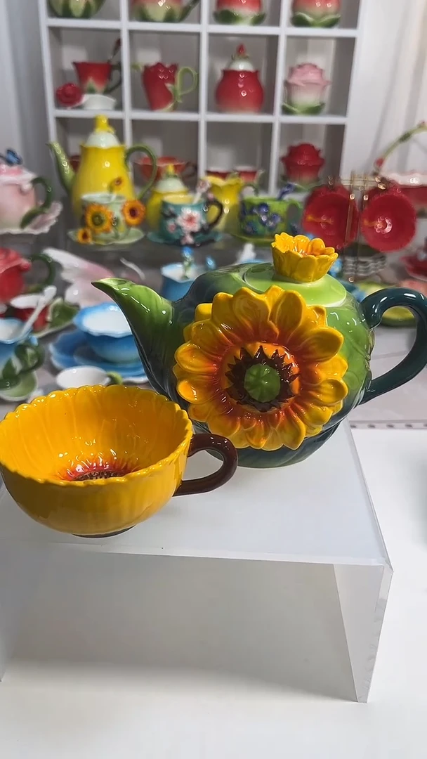 瓷向日葵一壶2杯，，