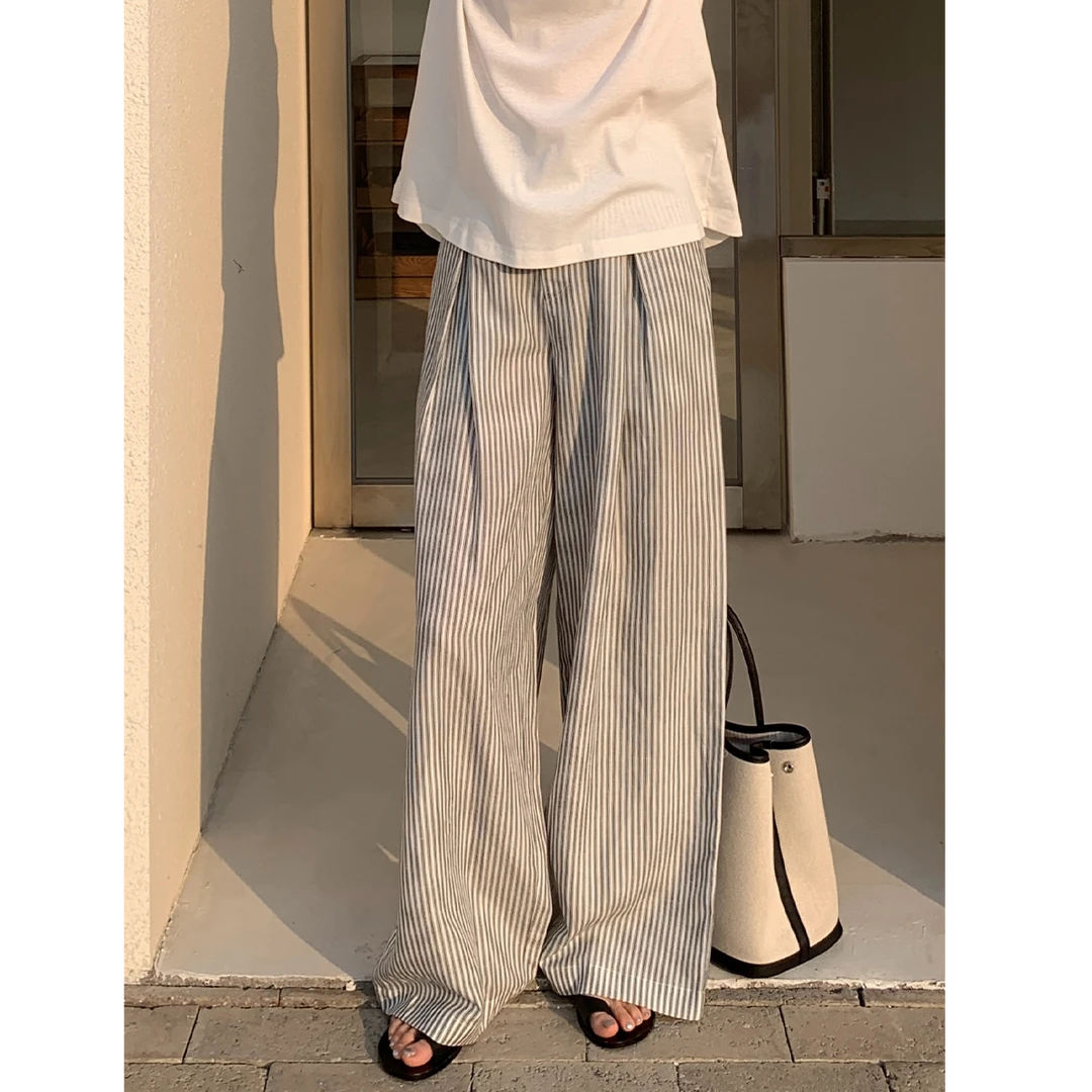 十三行THE MIND-夏季福秒宽松条纹休闲裤#T273