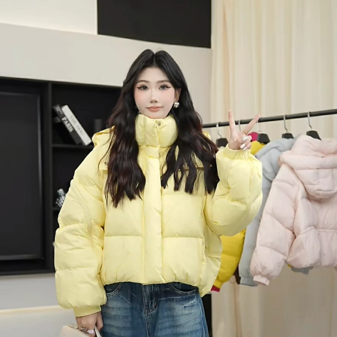 羽绒服女休闲百搭冬季宽松外套拉链袖韩版短款立领加厚时尚