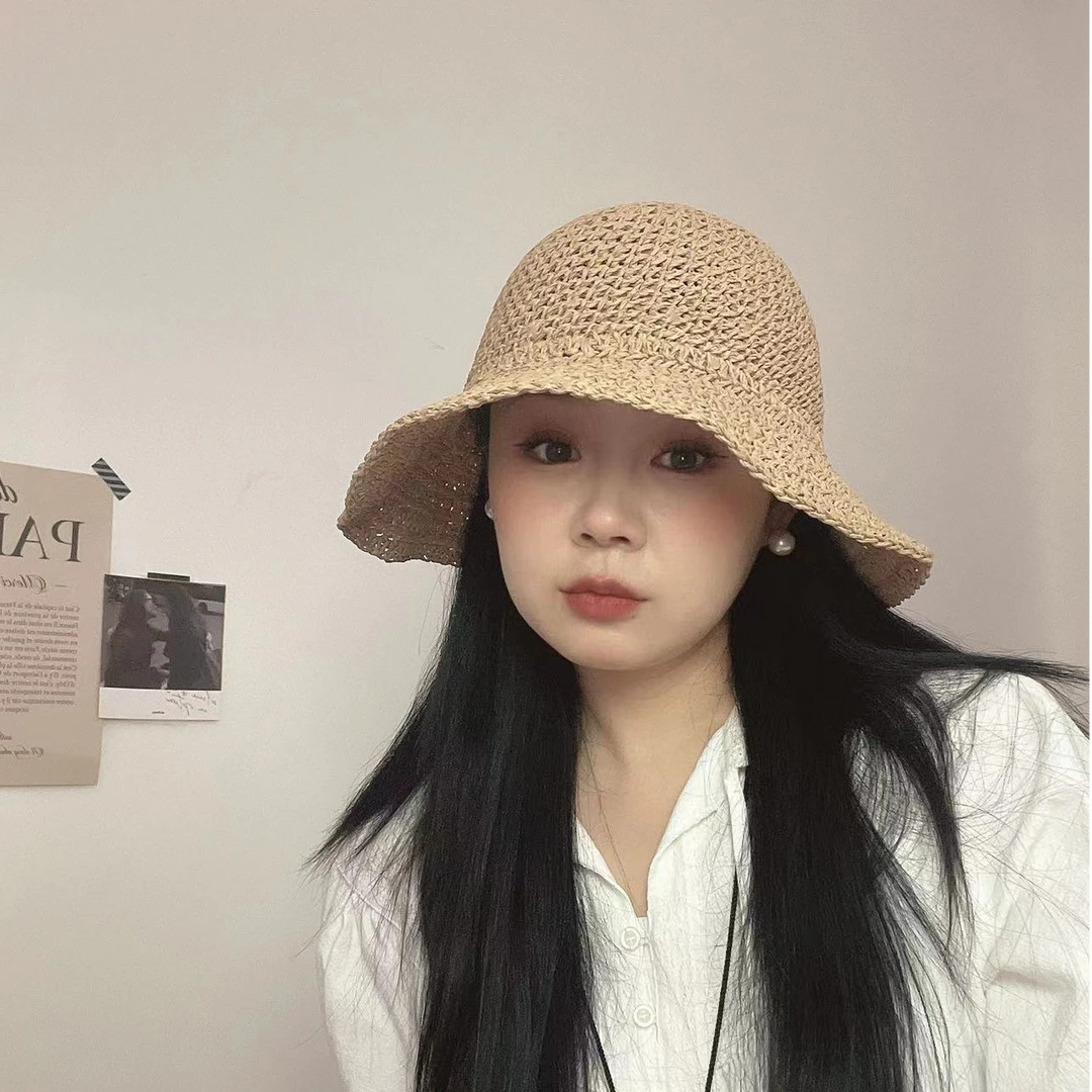 草帽合集~可折叠手工编草帽天然植草海边氛围感显脸小遮阳帽