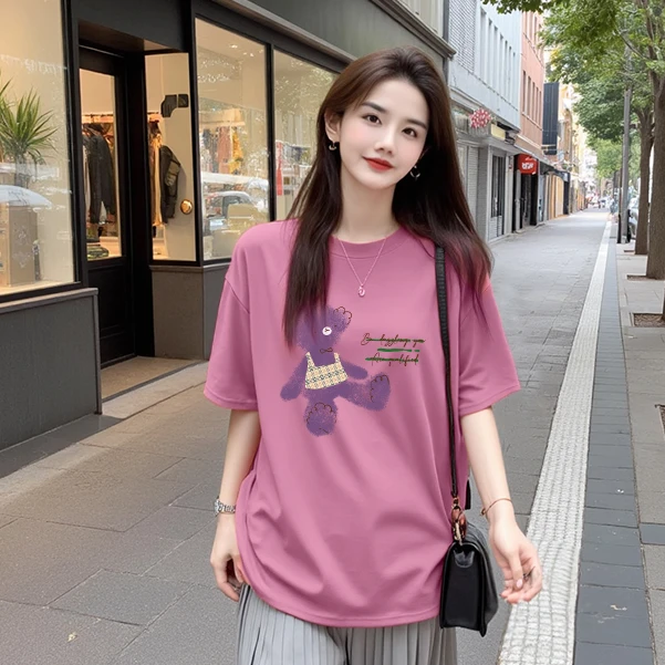 【小熊来信】高品质大版短袖T恤 印花宽松休闲时尚