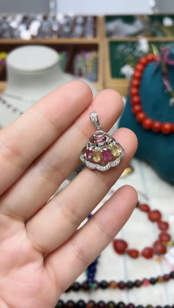 银S925镶嵌吊坠碧玺462BJ1212产品一个（多样性）