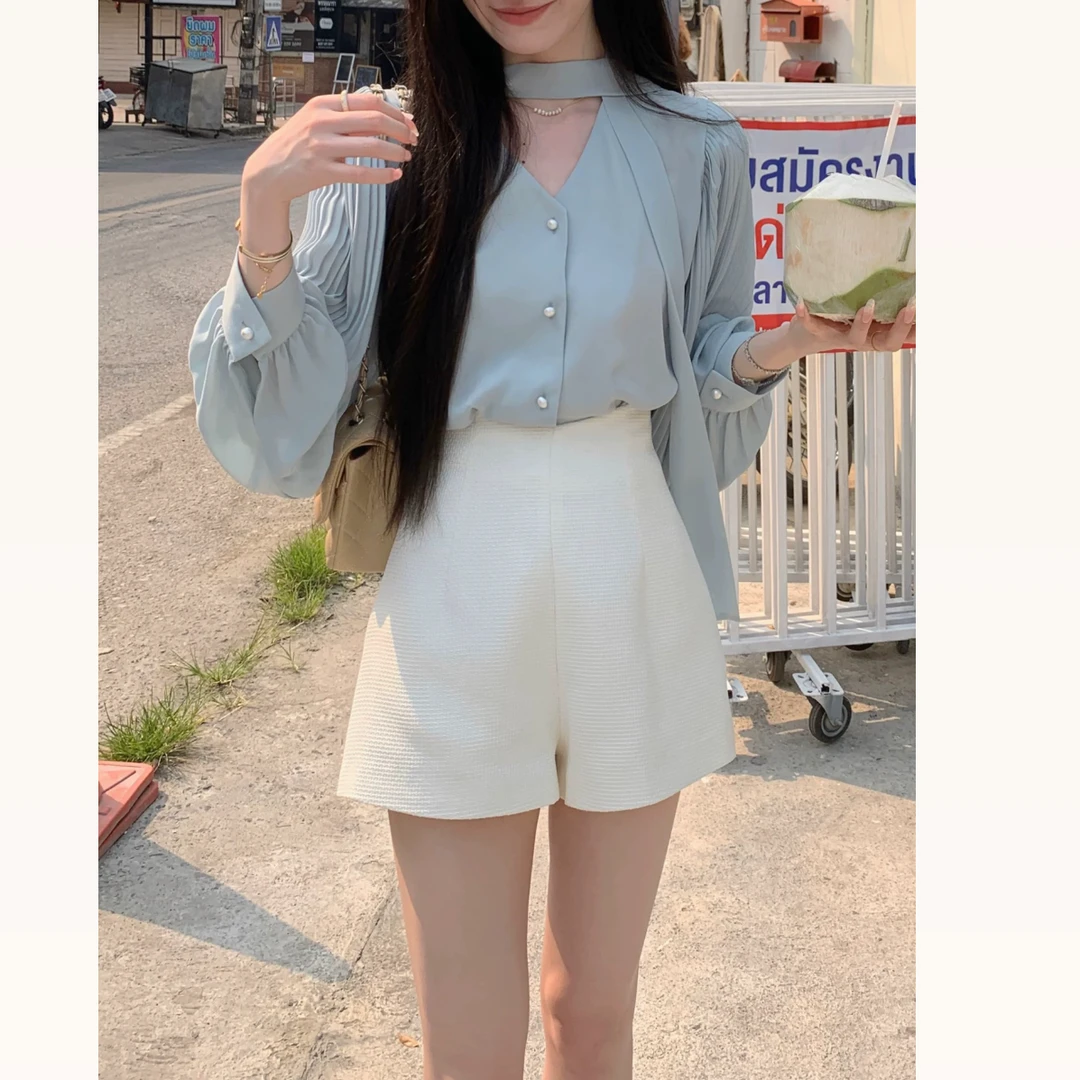 韩女高级感长袖甜美休闲温柔气质衬衫上衣57065