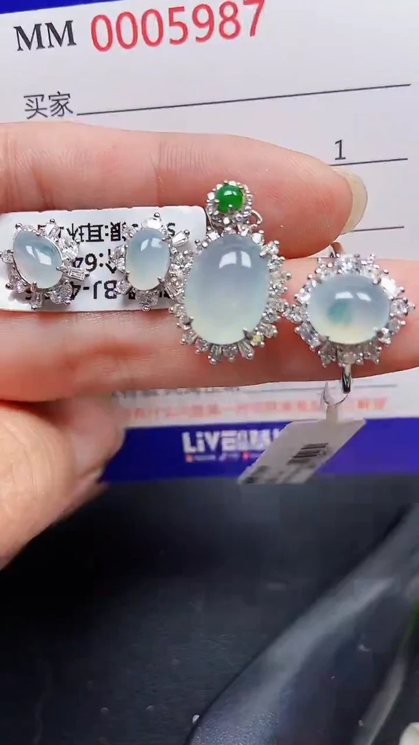 颈饰银S925镶嵌翡翠5967