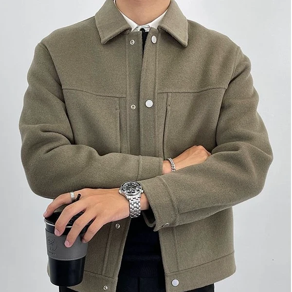 秋冬男士休闲羊毛大衣外套