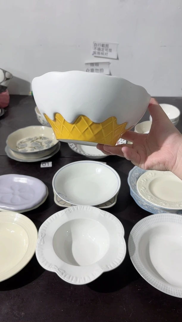陶直播微瑕白巧面碗