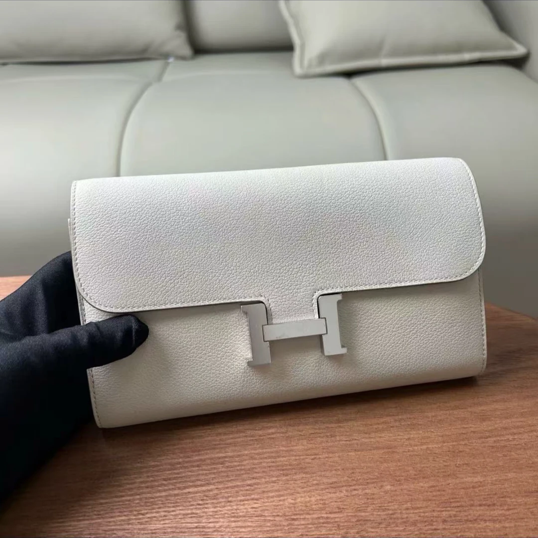 99新 Hermes/爱马仕 爱马仕康康togo冰川白银B刻单肩包9444013