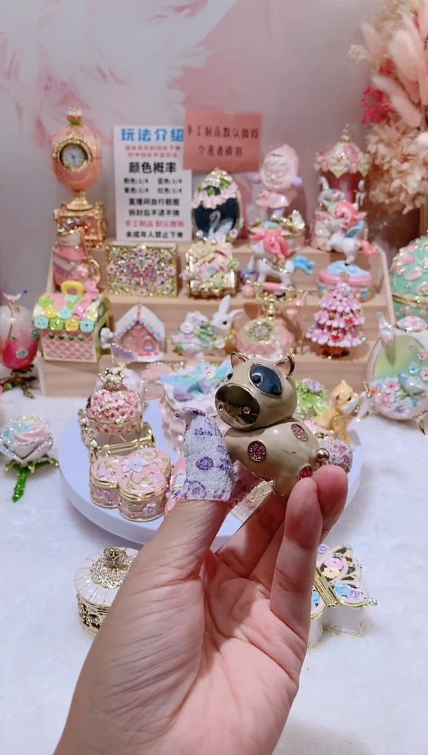 合金珐琅彩首饰盒摆件